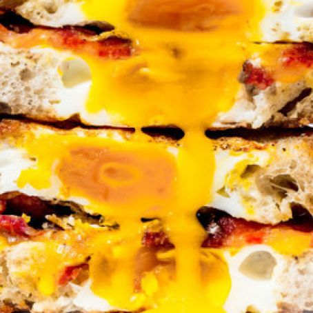 Egg-in-a-Hole Sandwich with Bacon and Cheddar