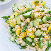 LEMON ASPARAGUS PASTA SALAD WITH CUCUMBER AND FETA