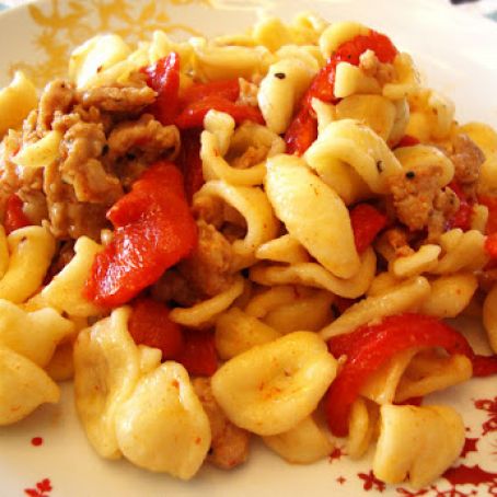 Orecchiette with Sausage and Roasted Peppers