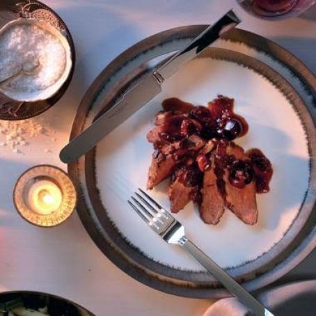SEARED DUCK BREASTS w/CHERRIES