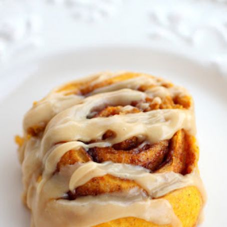 Pumpkin Cinnamon Rolls with Caramel Frosting