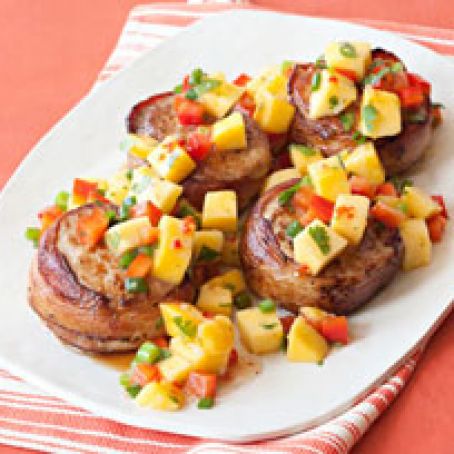 Bacon-Wrapped Pork with Mango Salsa