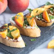 Peach Crostini with Whipped Feta and Honey Balsamic