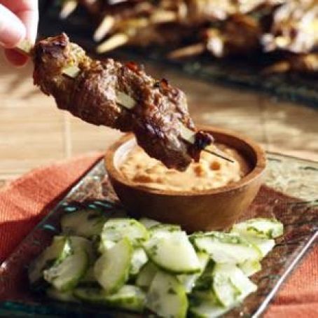 Indonesian Beef Satay with Spicy Peanut Sauce