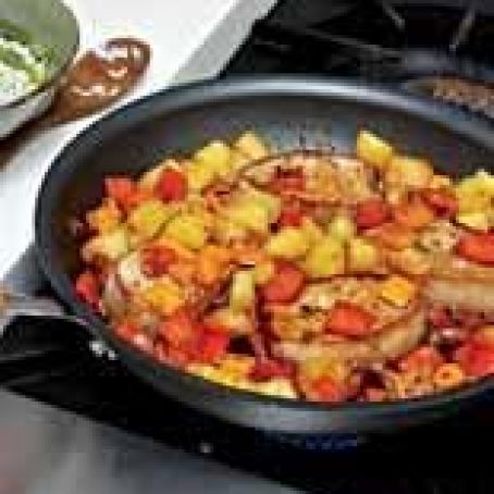 Teriyaki Pork Chops with Pineapple and Peppers
