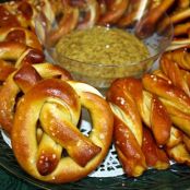 German Style Salted Pretzels with Spicy German Mustard