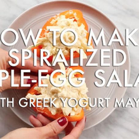 Spiralized Apple Egg Salad in Bell Pepper Cups