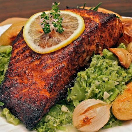 Sugar-Spiced Barbecued King Salmon with Chinese Hot Mustard
