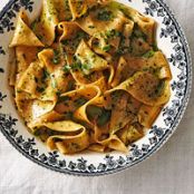 Tomato Pappardelle with Pesto & Parm