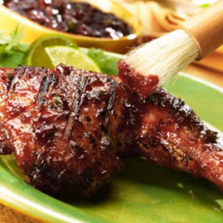 GRILLED CHICKEN BREASTS WITH TEX MEX CRANBERRY GLAZE