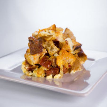 Chew:  Mario Batali's Chorizo and Manchego Strata