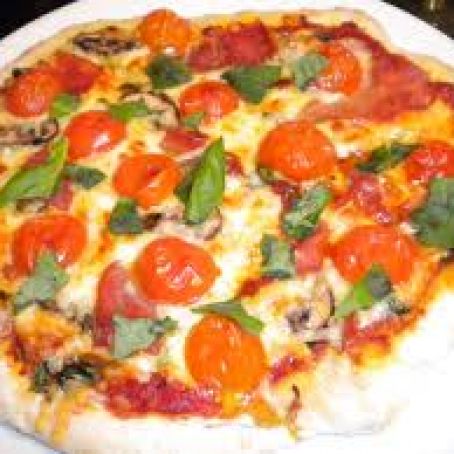 Grilled Pizza with Fontina, Cherry Tomatoes