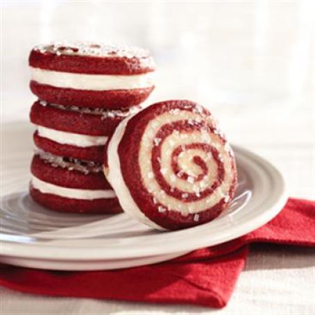 Red Velvet Pinwheel Sandwich Cookies
