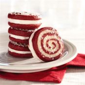 Red Velvet Pinwheel Sandwich Cookies