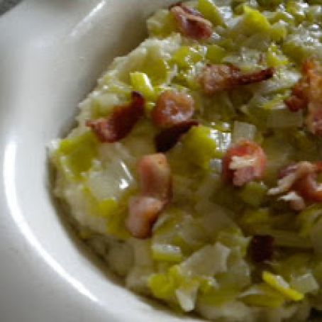 Potatoes Mashed w/ Leek Confit and Bacon
