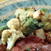 Roasted Brussels Sprouts and Cauliflower with Orange