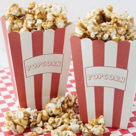Homemade Caramel Popcorn and Peanuts