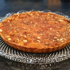 Peach tart with almond streusel topping