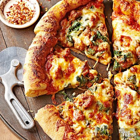 Sausage & Spinach Skillet Pizza
