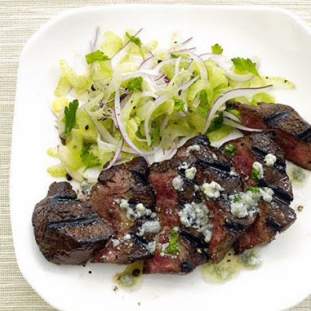 Steak With Blue-Cheese Butter and Celery Salad