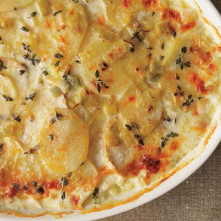 Potato and Celery Root Gratin with Leeks