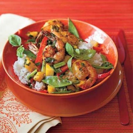 Spicy Shrimp and Mango with Snow Pea Salad