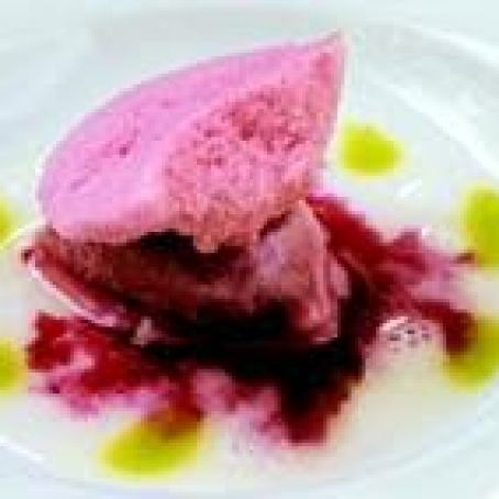 Hibiscus Flower Sorbet and Cloud with Lychees