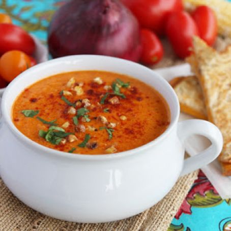 Roasted Sweet Corn and Tomato Soup