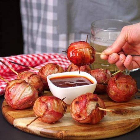 Bacon Wrapped Stuffed Onion Meatballs