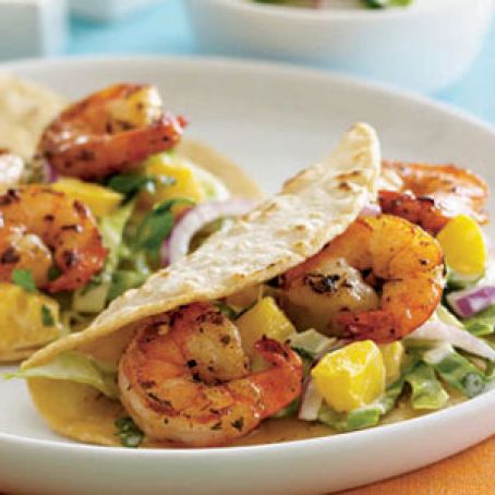 Beach-Shack Shrimp Tacos with Cucumber Salad