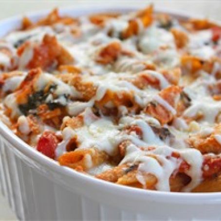 Healthy Three Cheese Chicken Pasta Bake