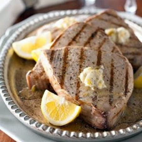 Grilled Tuna Steaks with Lemon-Pepper Butter