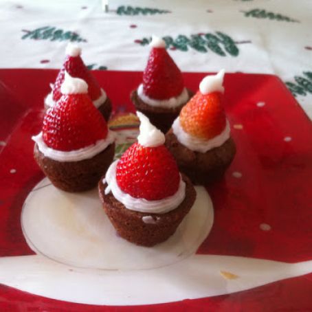 Santa Hat Brownie Bites
