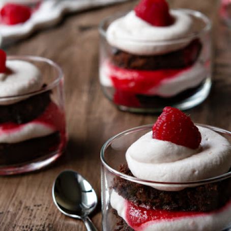 Mini Brownie Trifles with Raspberry Whipped Cream