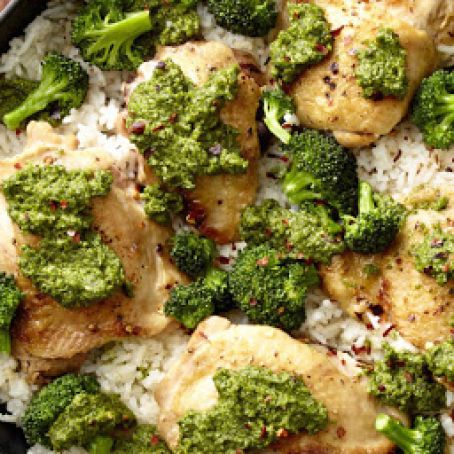 Chicken and Rice with Broccoli Pesto
