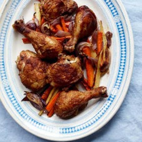 Roasted Chicken, Red Onions, Carrots and Parsnips Recipe