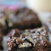 Gooey Cookies and Cream Double Chocolate Cake Bars | Picky Palate