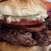Grilled Veggie Burgers with Roquefort Mayonnaise and Barbecued Red Onions