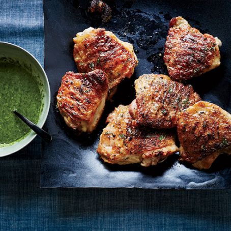 Honey-Butter-Grilled Chicken Thighs with Parsley Sauce