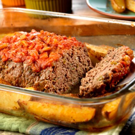 MEATLOAF WITH ROASTED GARLIC POTATOES