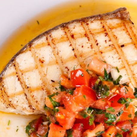 Grilled Halibut with Lemon-Basil Vinaigrette