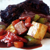 Braised Beef Cheeks with Celery Root and Polenta