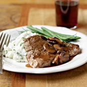 Sirloin Steaks with Mushroom Sauce and Chive-Garlic Potatoes