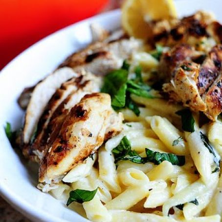 Grilled Chicken with Lemon Basil Pasta