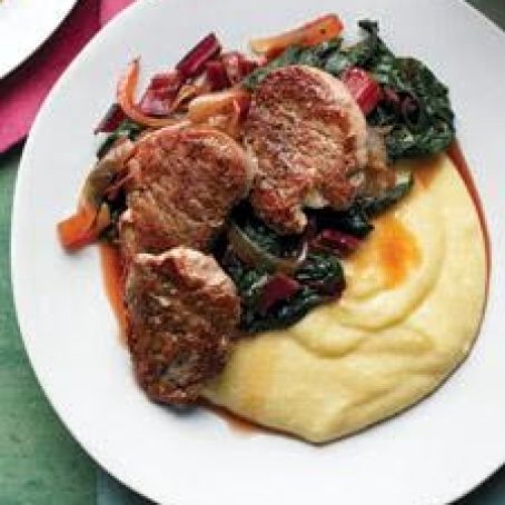 Pork Tenderloin with Swiss Chard and Polenta