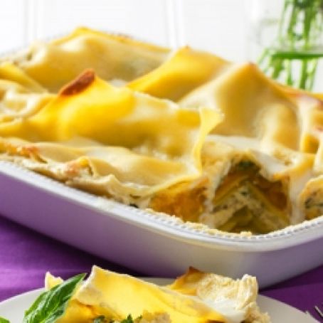 White Lasagna with Roasted Butternut Squash and Spinach