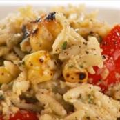 Orzo with artichoke pesto and grilled corn