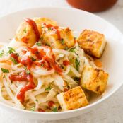 Rice Noodles with Crisp Tofu and Cabbage