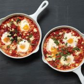Poached Eggs in Tomato Sauce w/Chickpeas & Feta