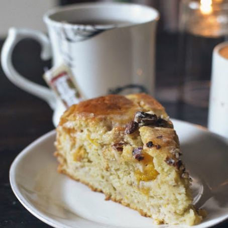 Peach Yogurt Cake with Cinnamon Glaze